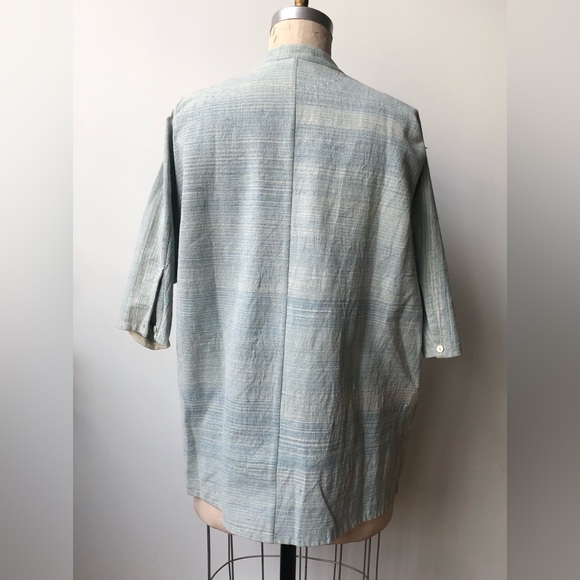 11.11 eleven eleven button up shirt, Hand spun, hand woven, natural indigo dye S - Picture 5 of 13
